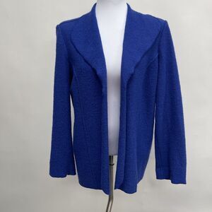 Chico's Cardigan Sweater Size 2 Large 12 Blue Purple 100% Wool Long Sleeve